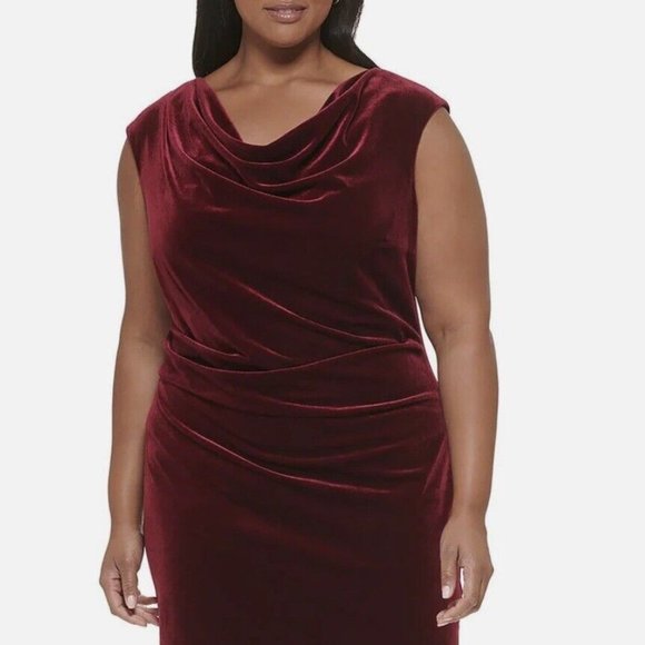Jessica Howard Women's Cowlneck Glitter-Velvet Sheath Dress Dark Green Size 12